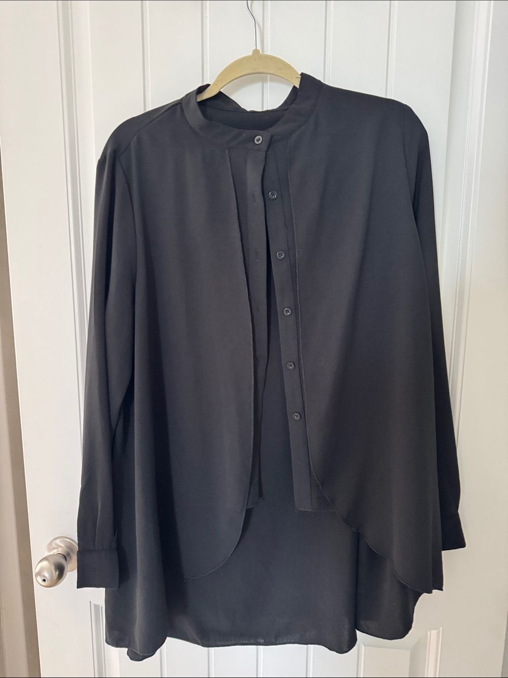 Classic Black Women's Button-Up Blouse